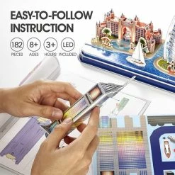 CubicFun 3D Puzzle LED Dubai Architecture Model Kit Voor Kinderen En Volwassenen, Atlantis The Palm Dubai, Burj Al Arab Jumeirah Hotel, Burj Khalifa, Emirates Towers, 182 Stuks -Puzzels Verkoopwinkel 550x550 27