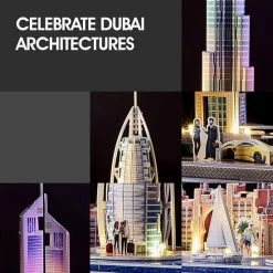 CubicFun 3D Puzzle LED Dubai Architecture Model Kit Voor Kinderen En Volwassenen, Atlantis The Palm Dubai, Burj Al Arab Jumeirah Hotel, Burj Khalifa, Emirates Towers, 182 Stuks -Puzzels Verkoopwinkel 550x550 28