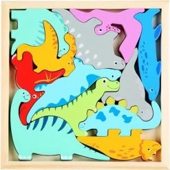 Van Theo Houten Puzzel - Houten Speelgoed - 3D Puzzel - Kinderen - Dino's