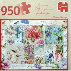 Merkloos Jumbo - Puzzel - Janneke Brinkman - Bloemen Postzegels - 950 Stukjes