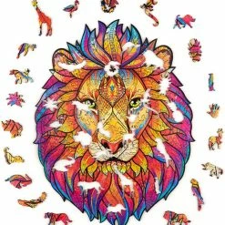 UNIDRAGON Houten Puzzel Dier - Mysterieuze Leeuw - 192 Stukjes - Medium 24x31 Cm -Puzzels Verkoopwinkel 550x574 4