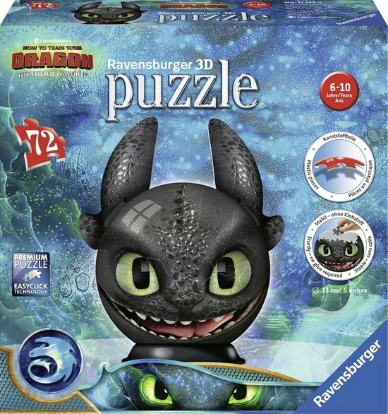 Ravensburger Dragions 3 Tandloos - 3D Puzzel - 72 Stukjes 3 Ravensburger Dragions 3 Tandloos - 3D Puzzel - 72 Stukjes