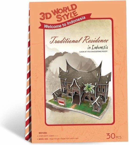 Dielay - 3D Puzzel - Complete Set - 30 Onderdelen - Traditioneel Indonesisch Huis 6 Dielay - 3D Puzzel - Complete Set - 30 Onderdelen - Traditioneel Indonesisch Huis - Afbeelding 4