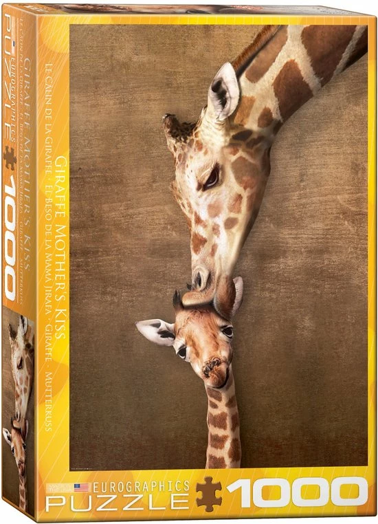 Eurographics Puzzel Giraffe Mother's Kiss - 1000 Stukjes 3 Eurographics Puzzel Giraffe Mother's Kiss - 1000 Stukjes