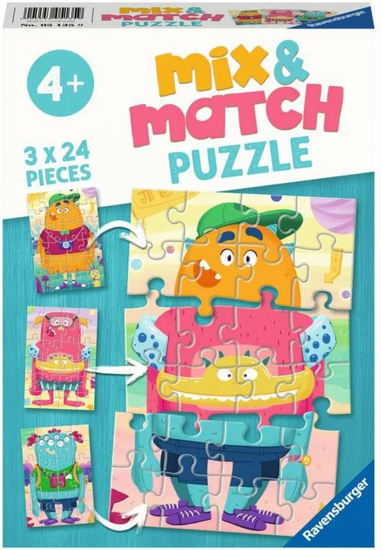 Ravensburger Mix & Match Puzzel Grappige Monsters - 3 X 24 Stukjes - Kinderpuzzel 13 Ravensburger Mix & Match Puzzel Grappige Monsters - 3 X 24 Stukjes - Kinderpuzzel - Afbeelding 11